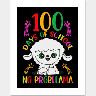 Funny 100 Days of School No Probllama, 100th Day of School Kids Posters and Art